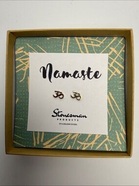 Gold Om Stud Earrings - Namaste